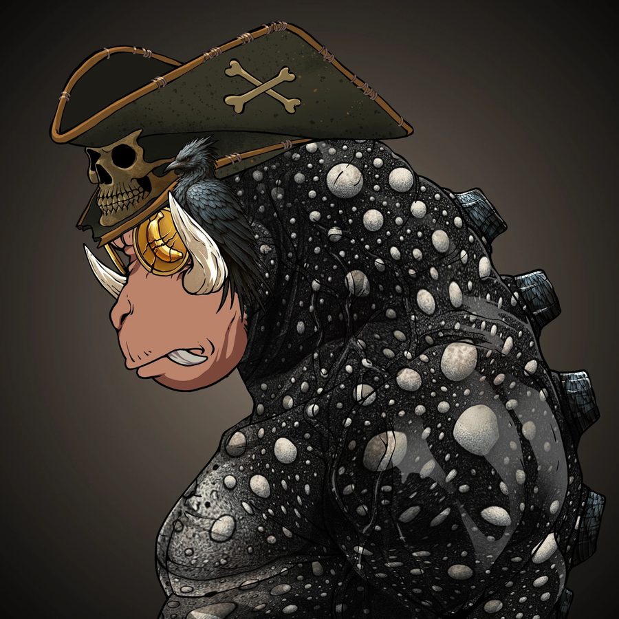 Pirate Ravager with skull tricorn and crow