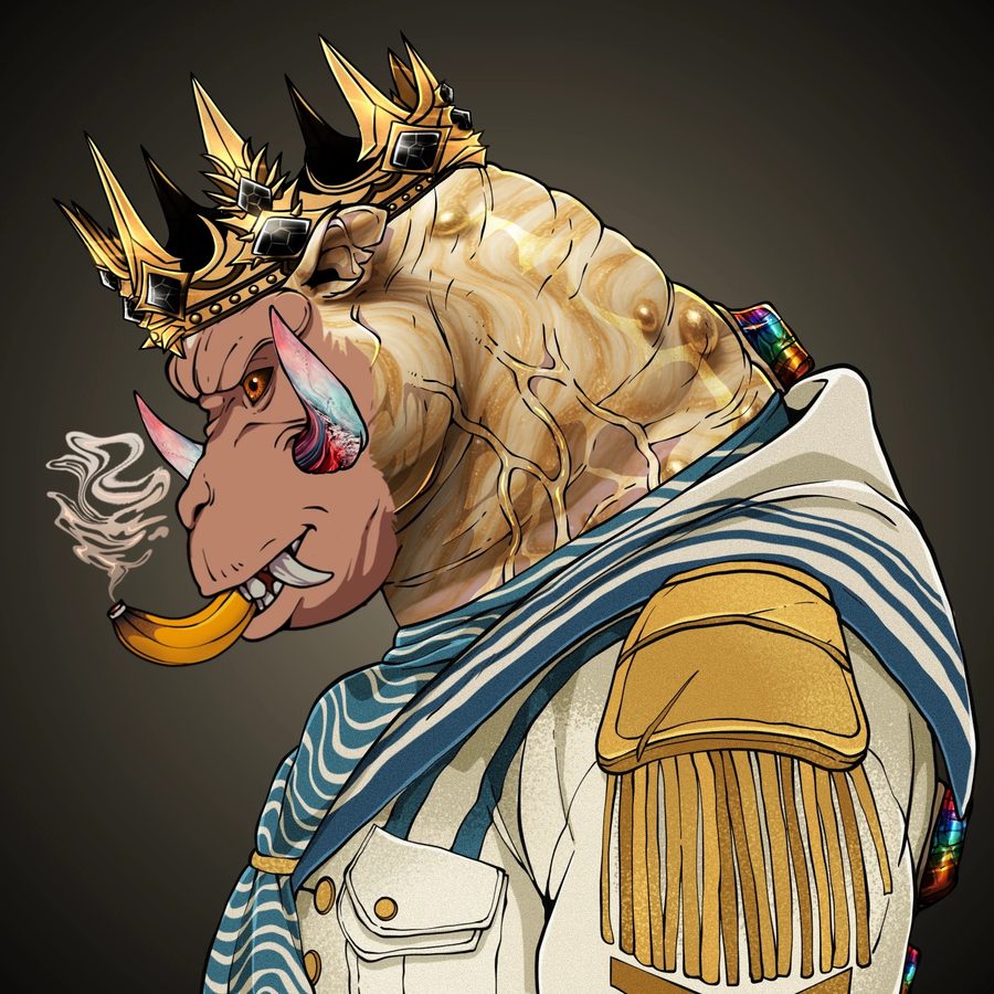Crowned Ravager smoking a banana